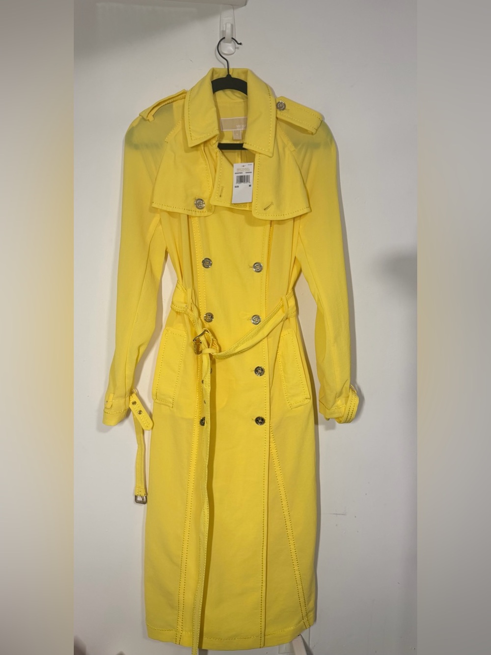 Michael Kors Yellow Lightweight Trench Coat NWT - Picture 2 of 4